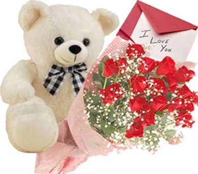 Love is Cute - Roses and Cute Teddy